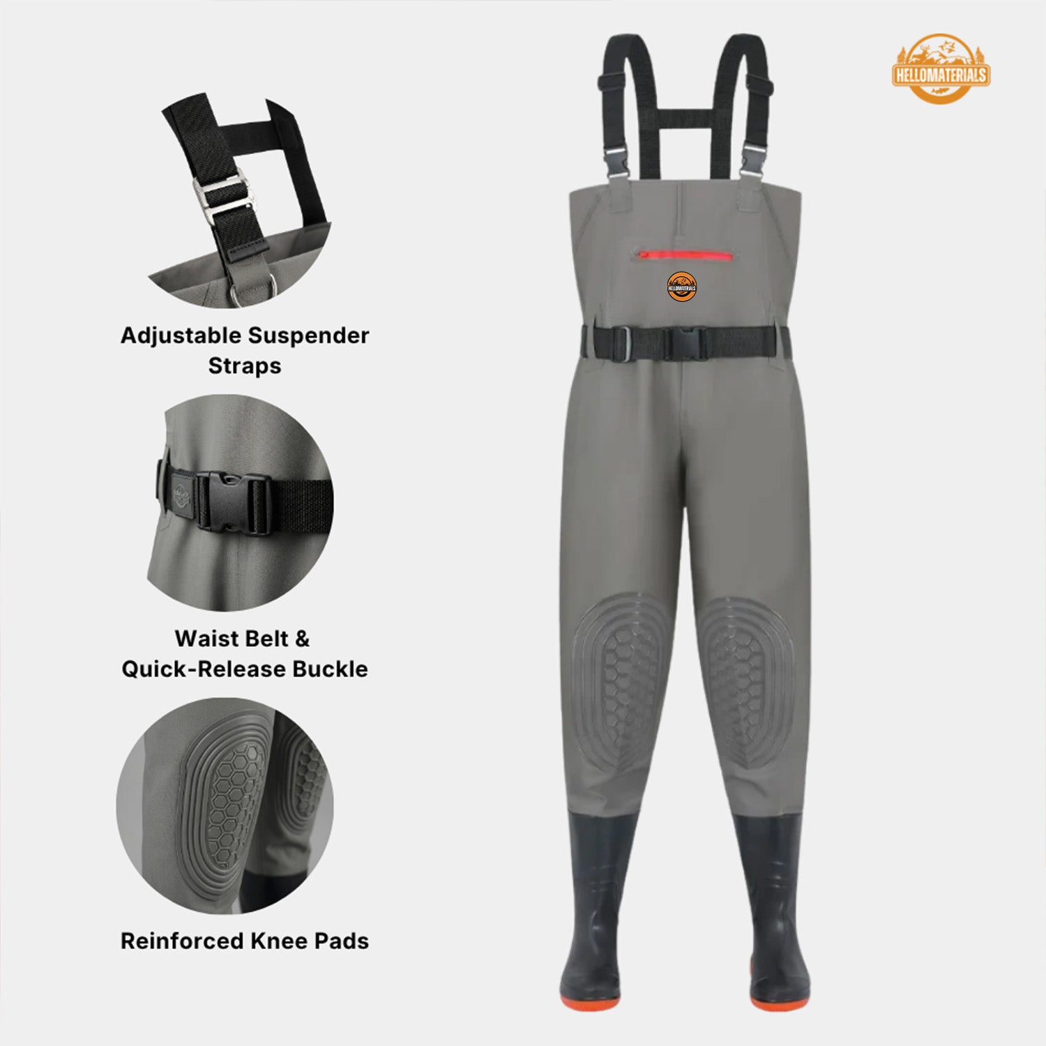 Hellomaterials Breathable Zippered Fishing Waders