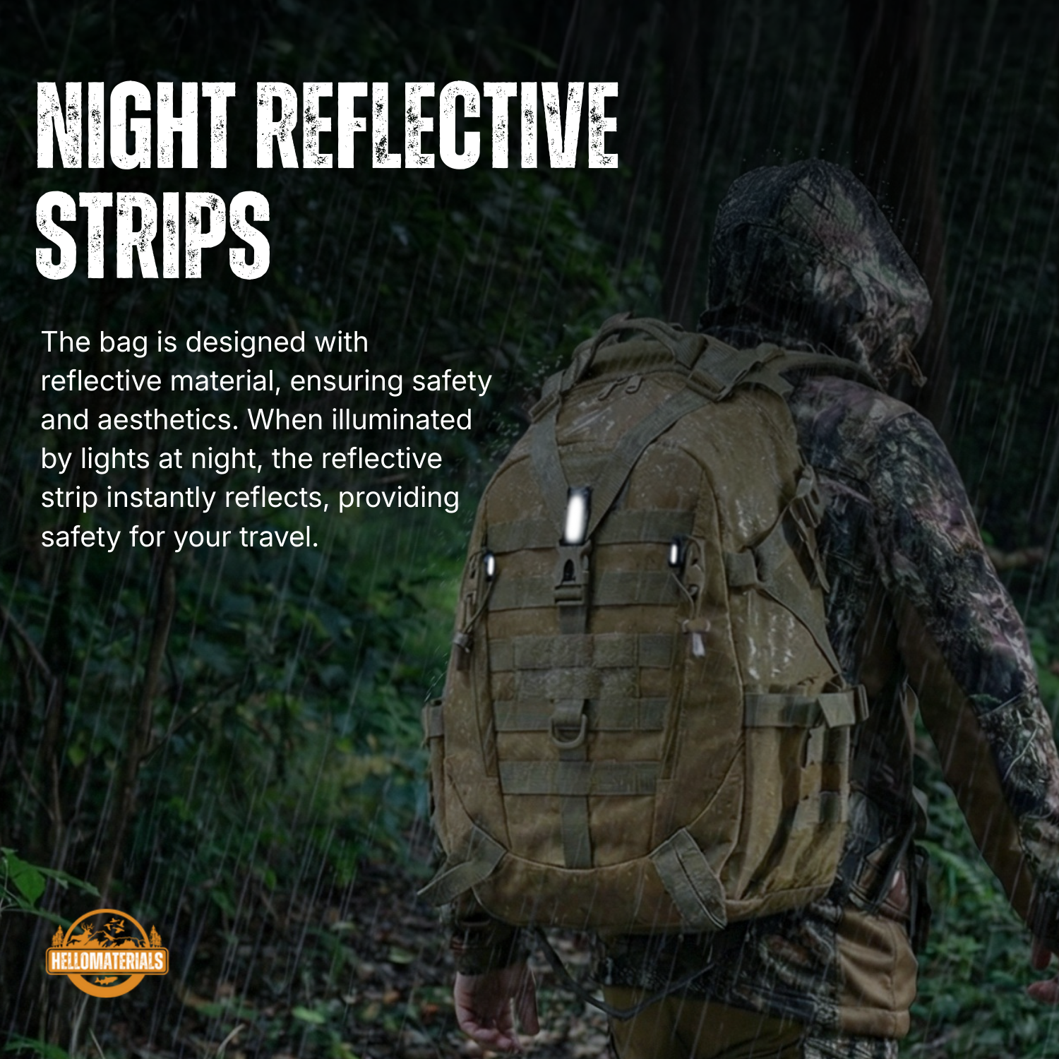 Hellomaterials 45L Desert Camo Tactical Hiking Backpack