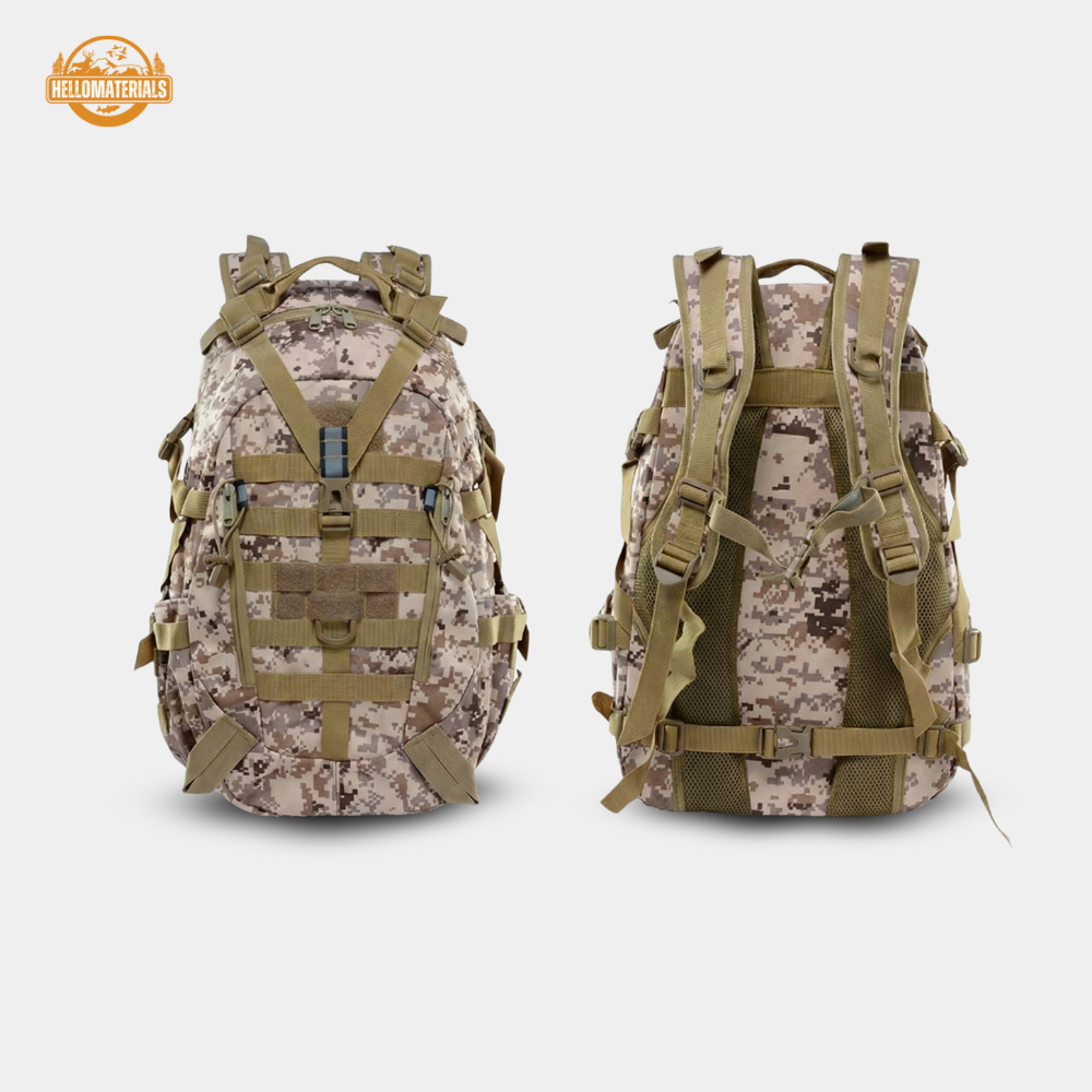 Hellomaterials 45L Desert Camo Tactical Hiking Backpack