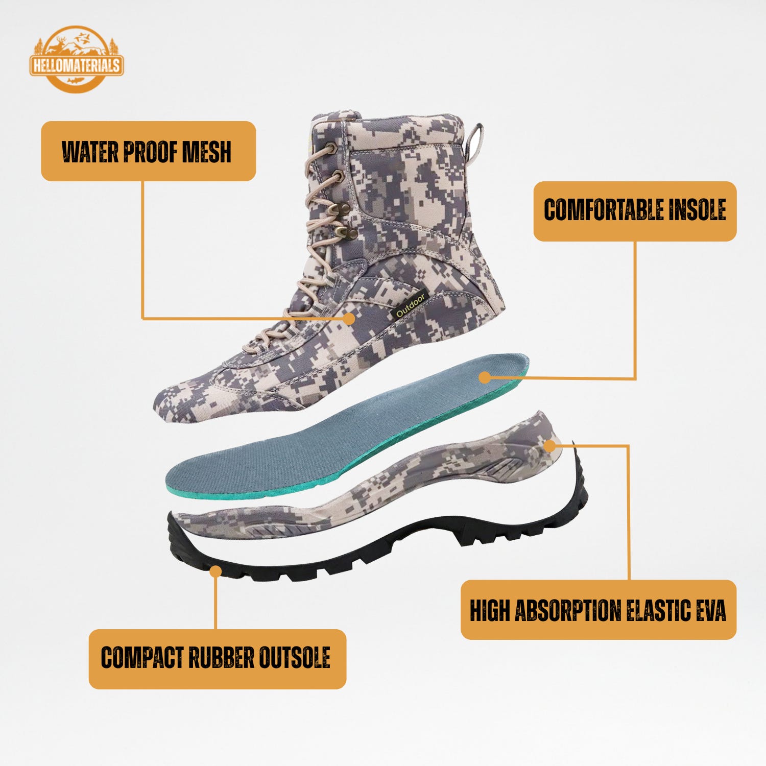 Tactical Outdoor ACU Camo Boots | Waterproof