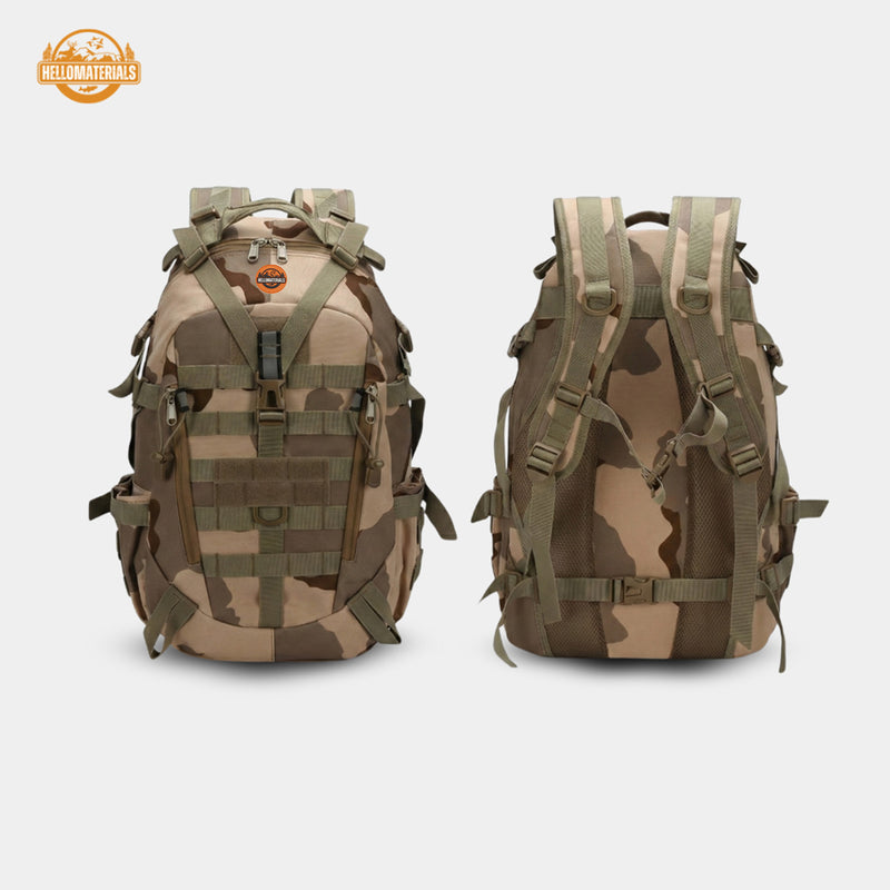 army camping gear Hellomaterials Tactical Desert Camo Backpack