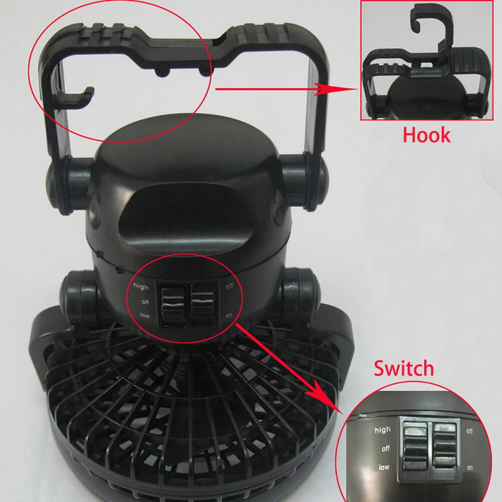 Rechargeable Camping Fan with LED Lantern