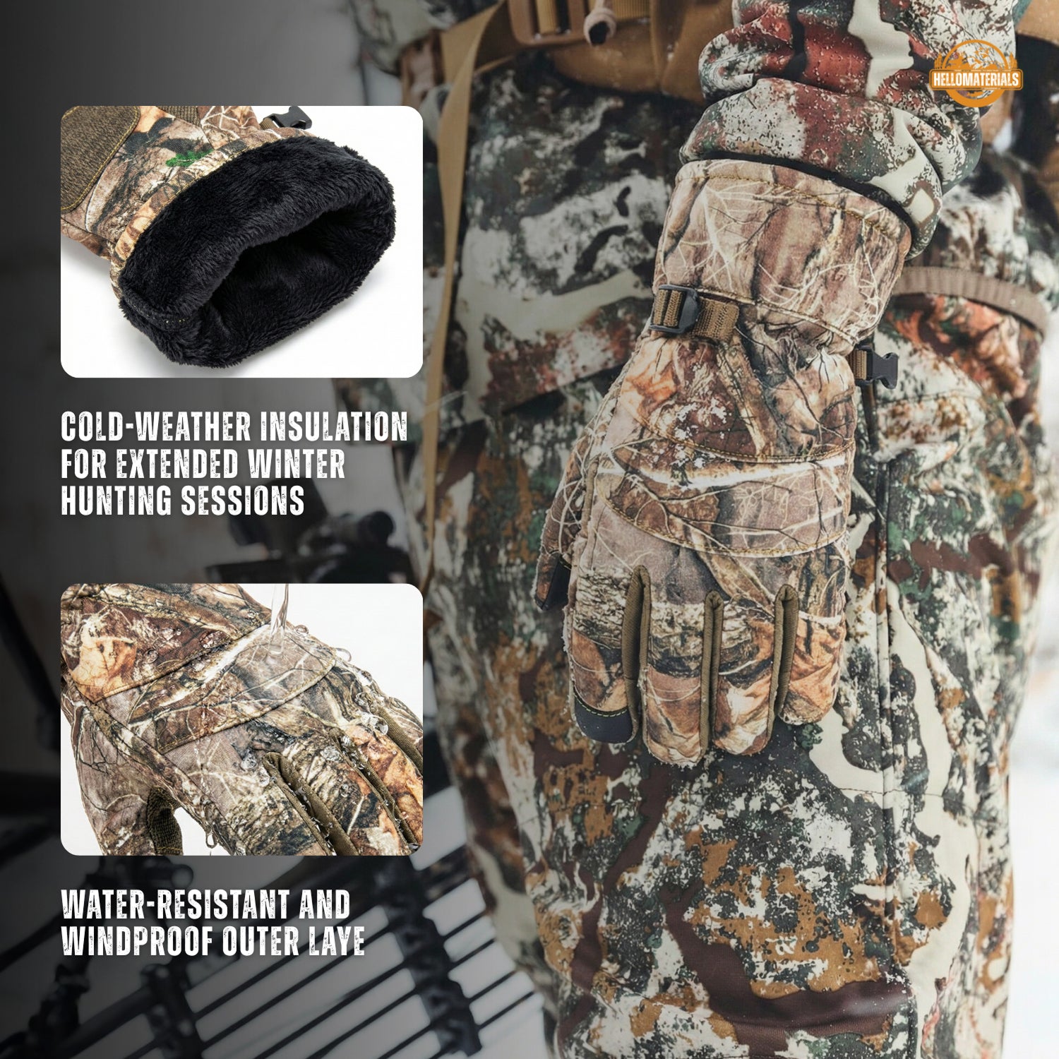 Hellomaterials Winter Camo Touchscreen Gloves