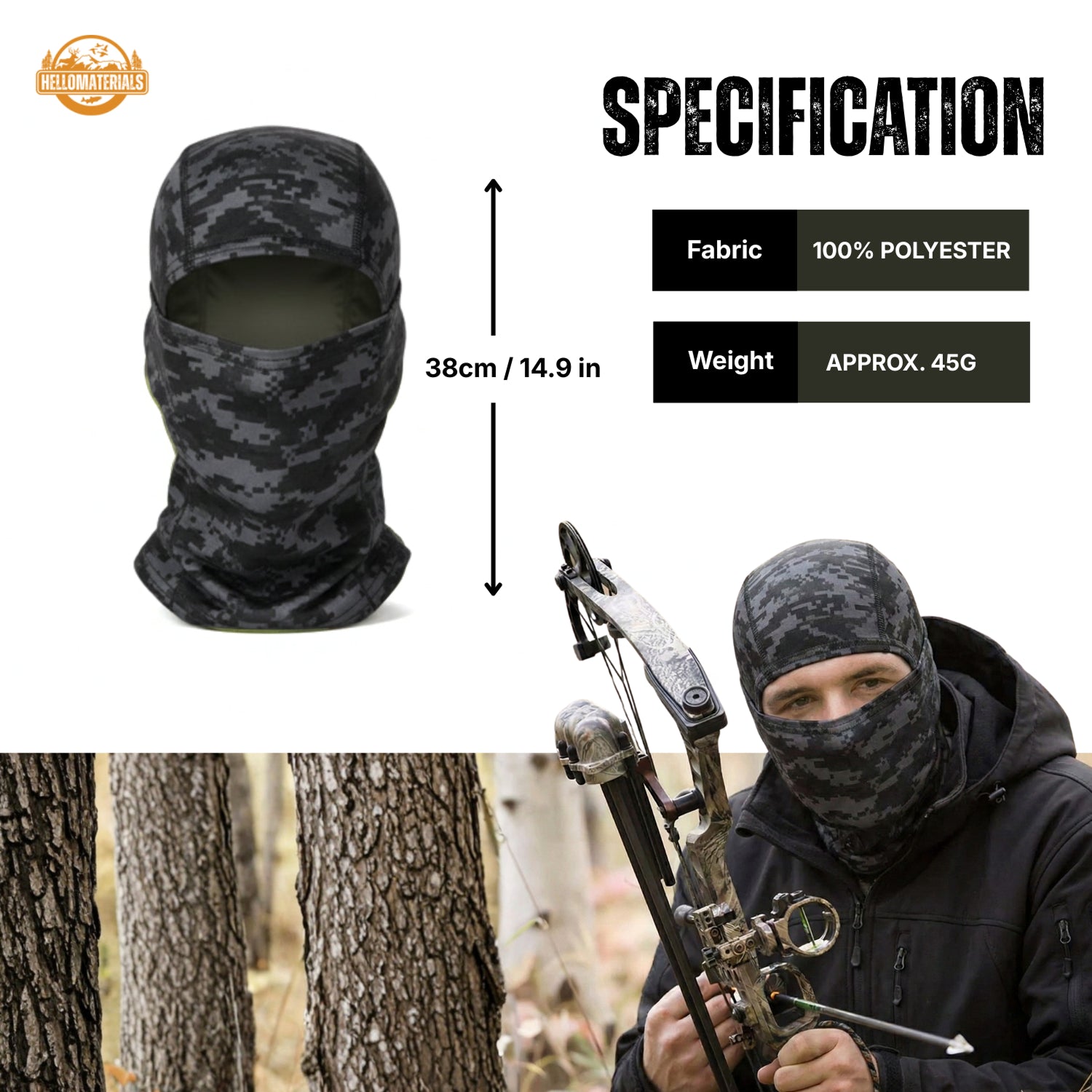 Hellomaterials NIGHT OWL Camo Balaklava