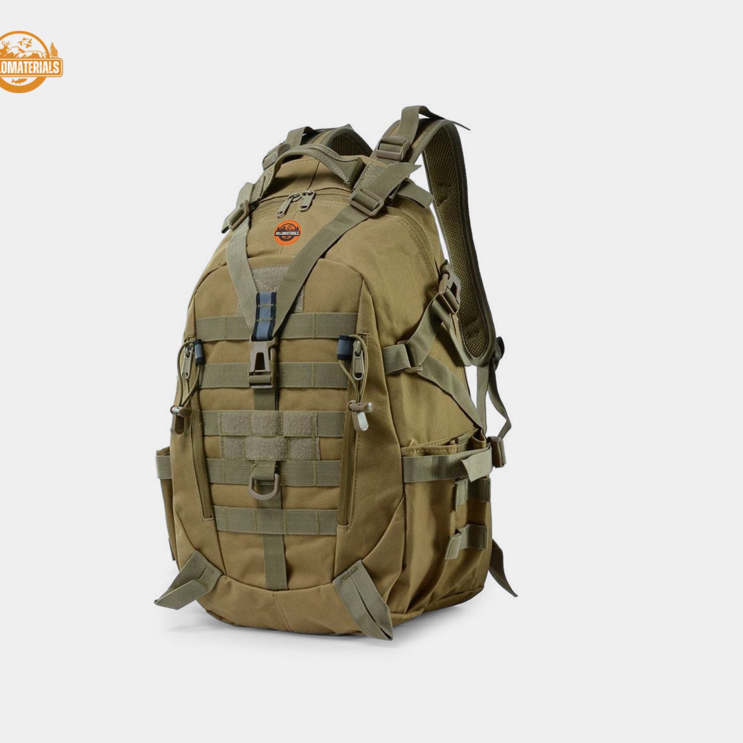 Hellomaterials 45L Desert Camo Tactical Hiking Backpack
