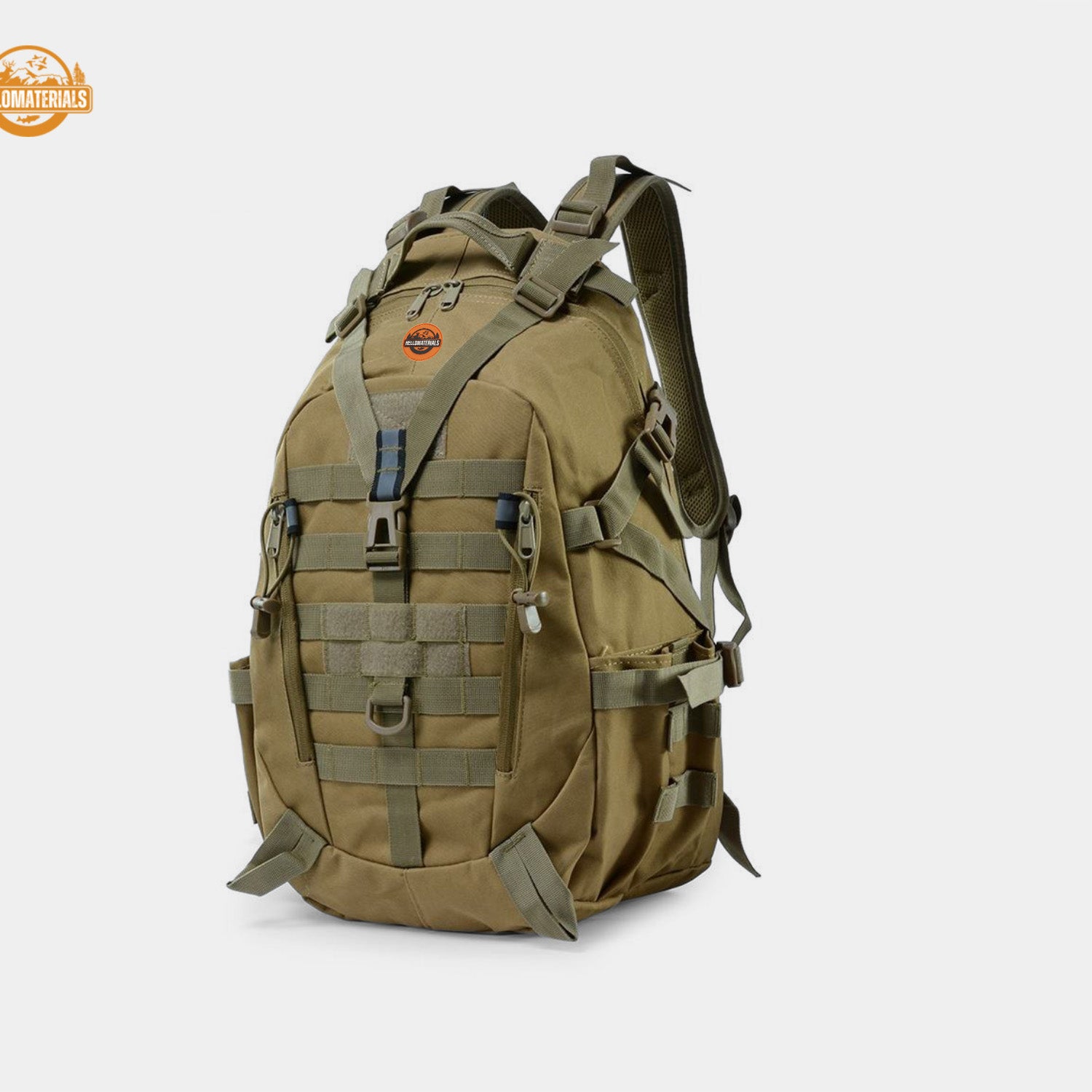 Hellomaterials 45L Desert Camo Tactical Hiking Backpack