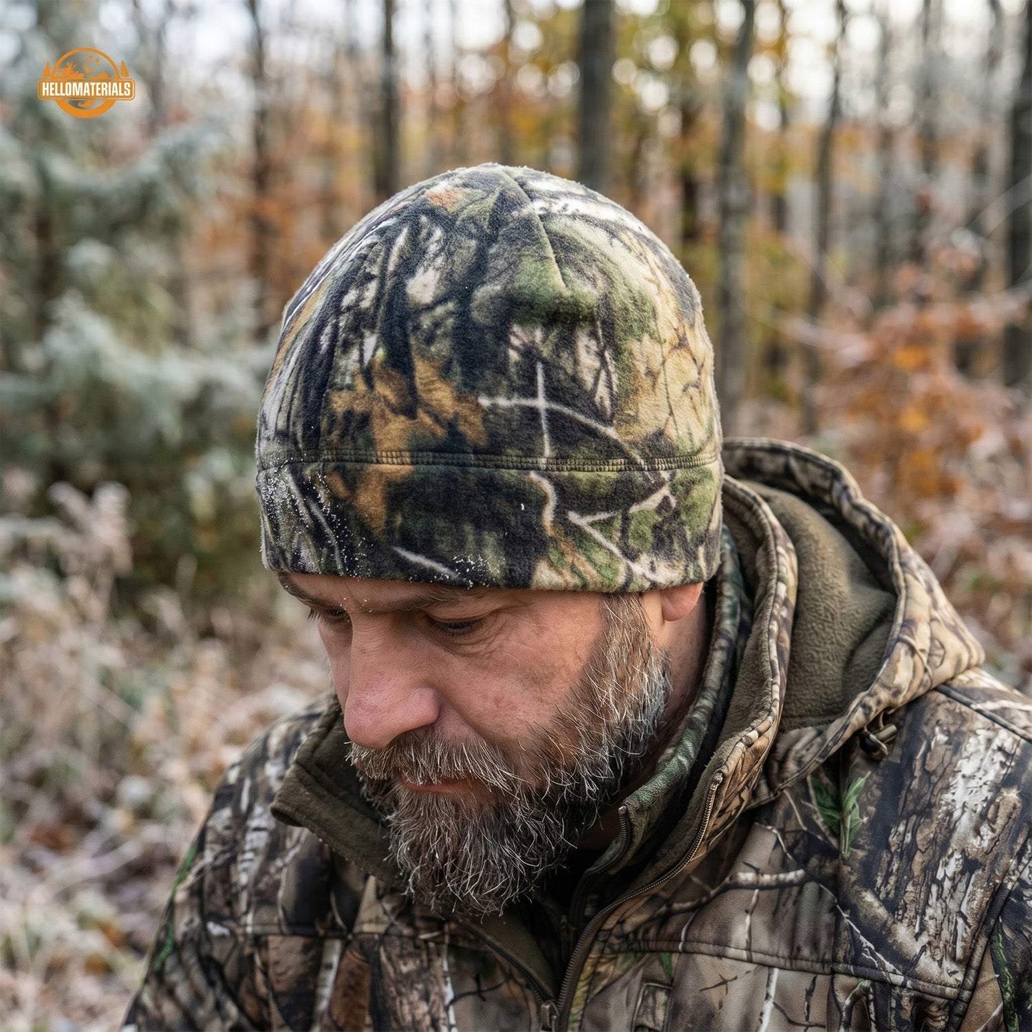Hellomaterials SIVI Camo Fleece Beanie | Reversible Orange
