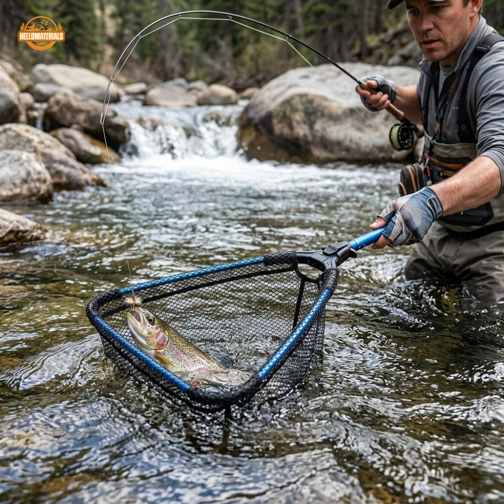 Hellomaterials Foldable Fly Fishing Landing Net | Compact