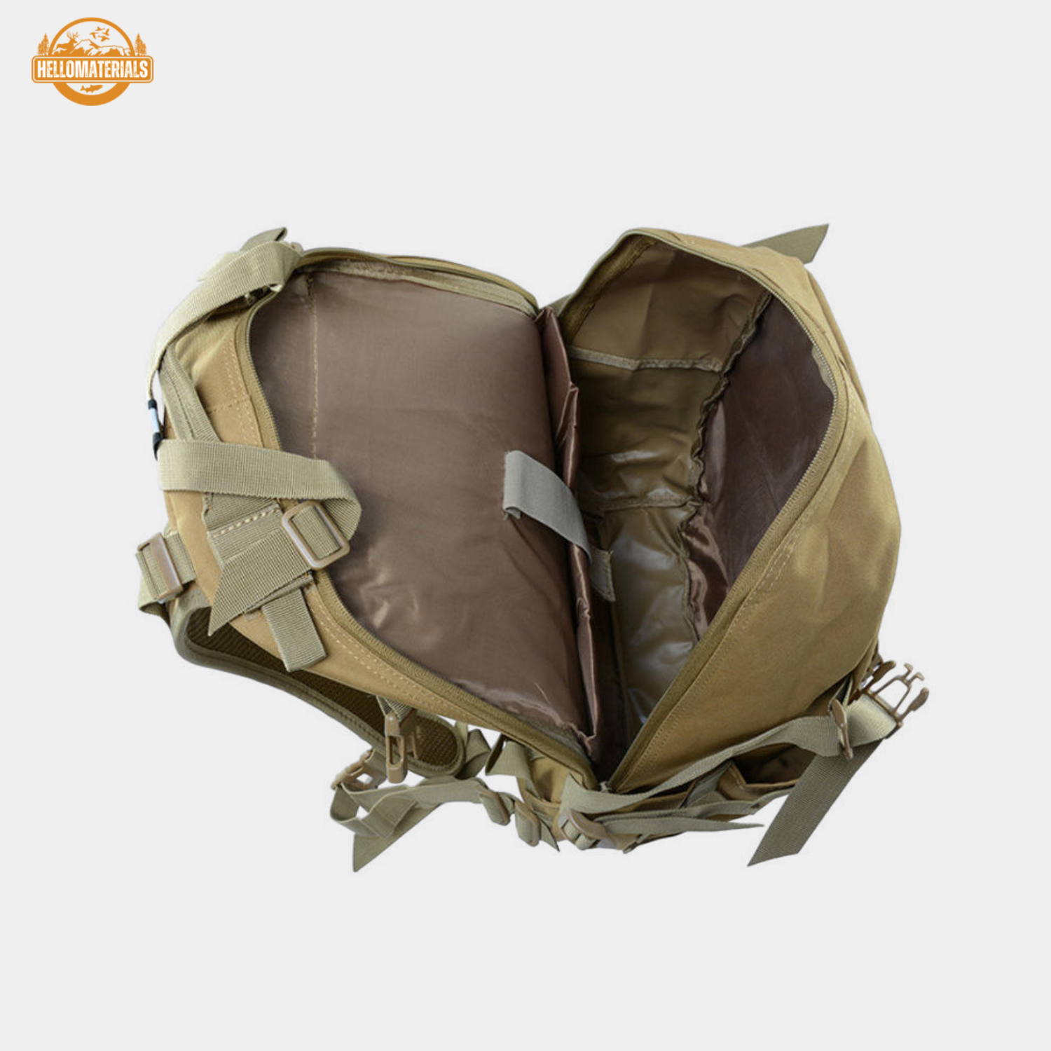 Hellomaterials 45L Desert Camo Tactical Hiking Backpack