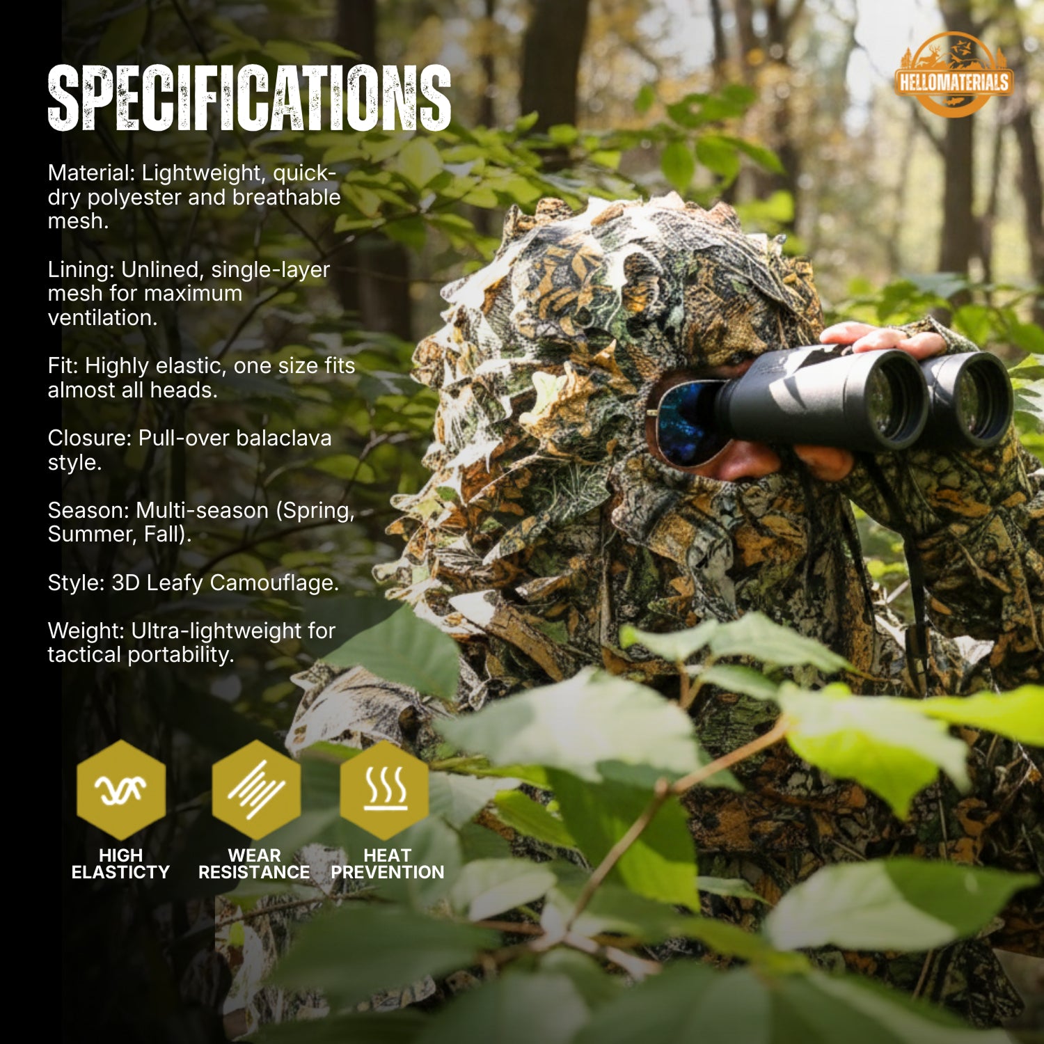 Hellomaterials 3D Leafy Stealth Hunting Mask