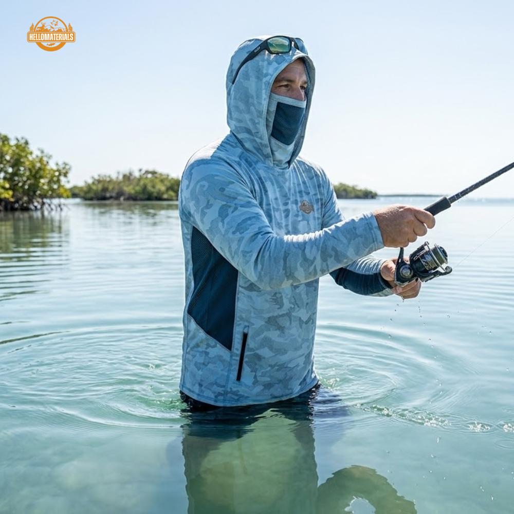 Hellomaterials UPF 50+ Hooded Fishing Shirt | UV Protection