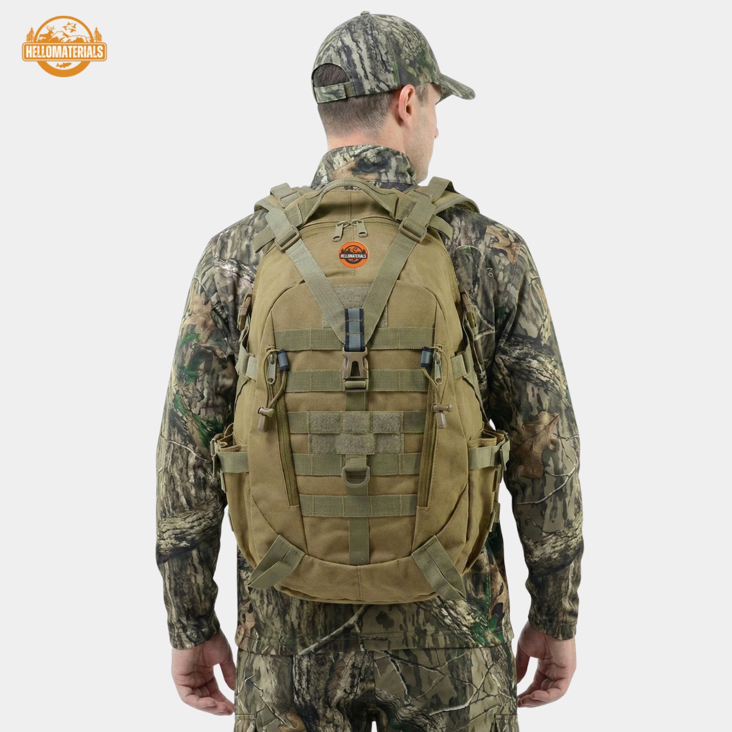 Hellomaterials 45L Desert Camo Tactical Hiking Backpack