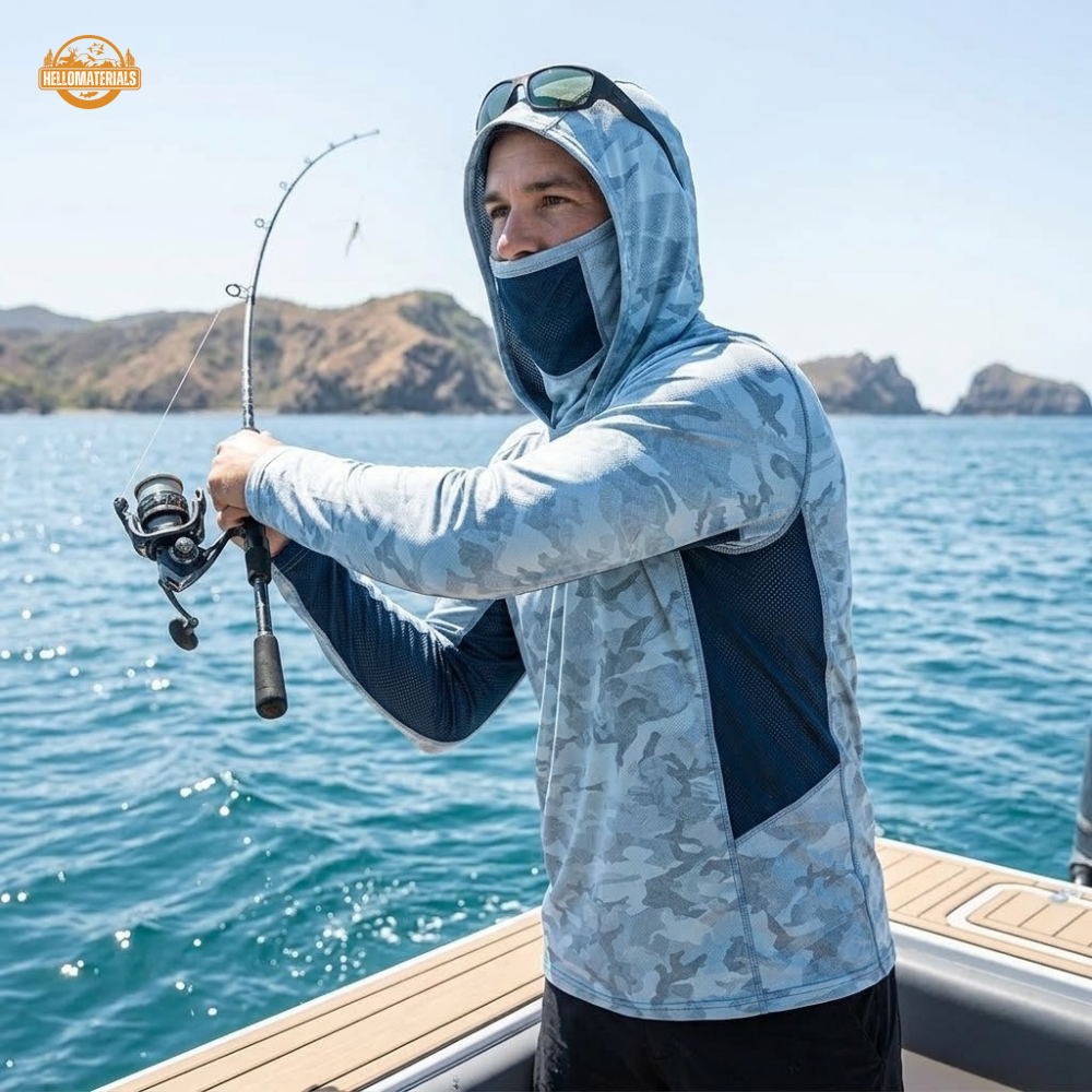 Hellomaterials UPF 50+ Hooded Fishing Shirt | UV Protection
