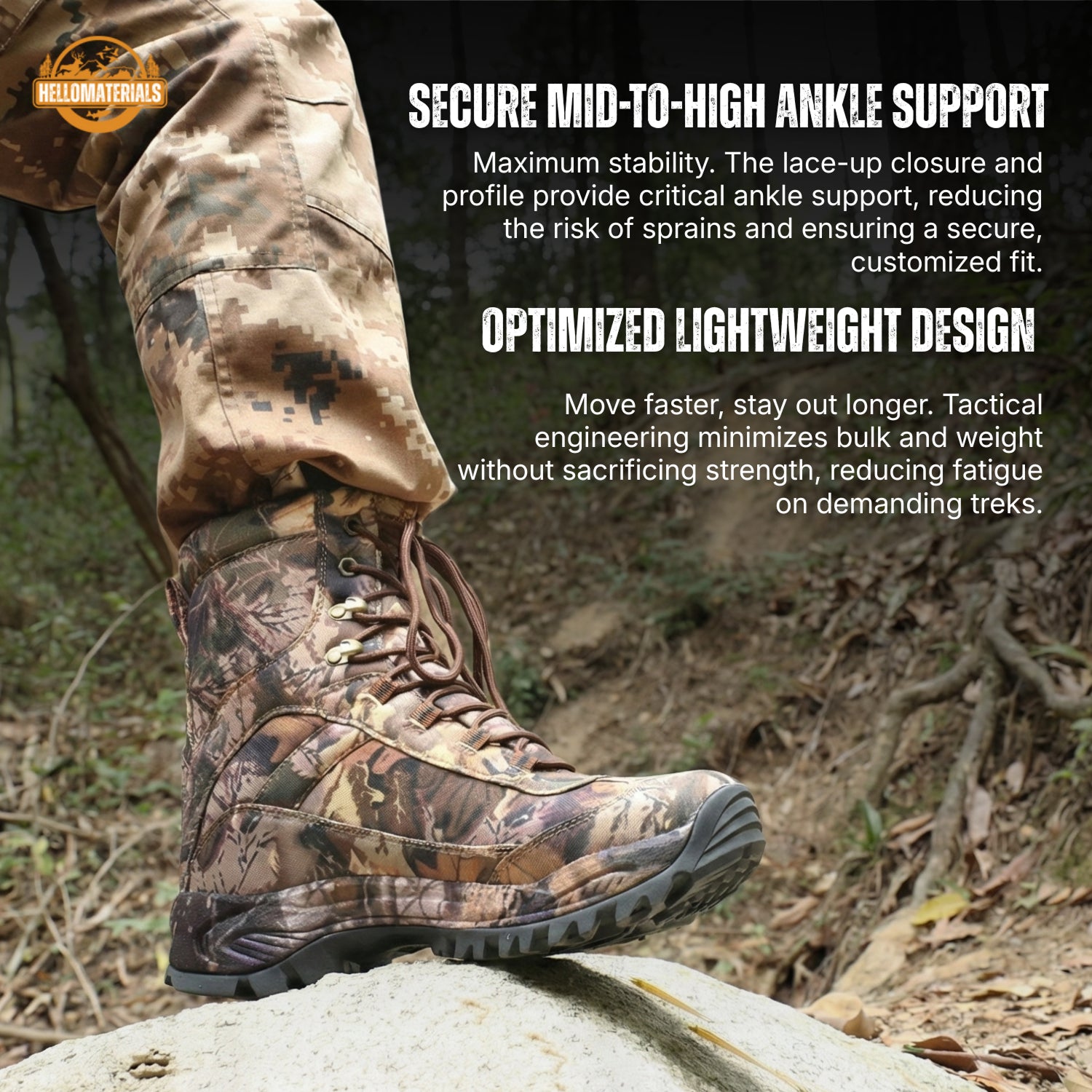Hellomaterials Waterproof Camo Tactical Boots | Outdoor Gear
