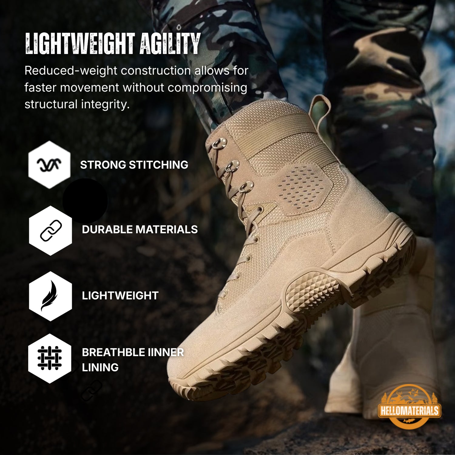 Hellomaterials Tactical All-Terrain Hiking Boots