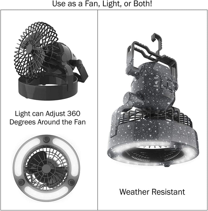 Rechargeable Camping Fan with LED Lantern