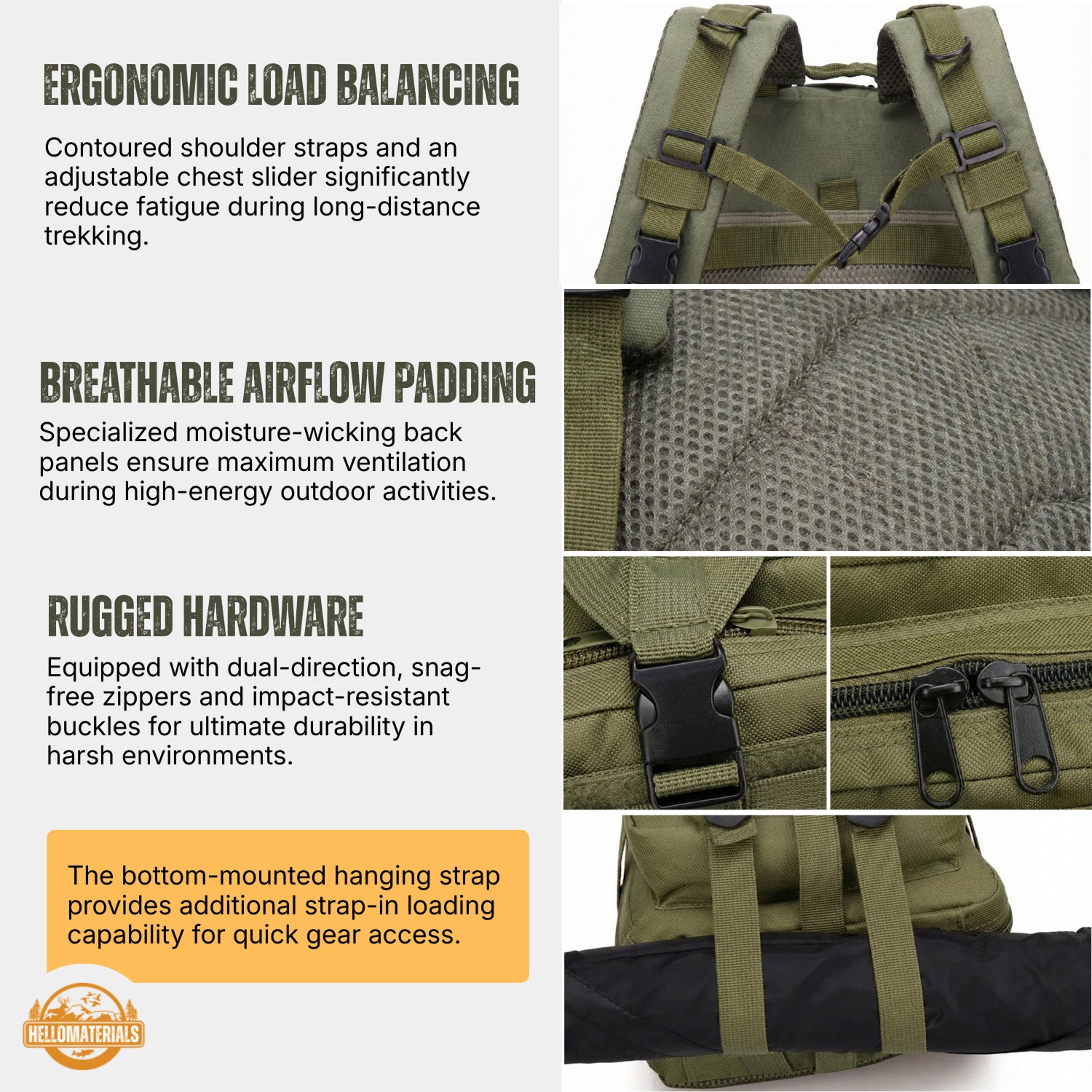 Hellomaterials Ranger 40L Molle Tactical Backpack