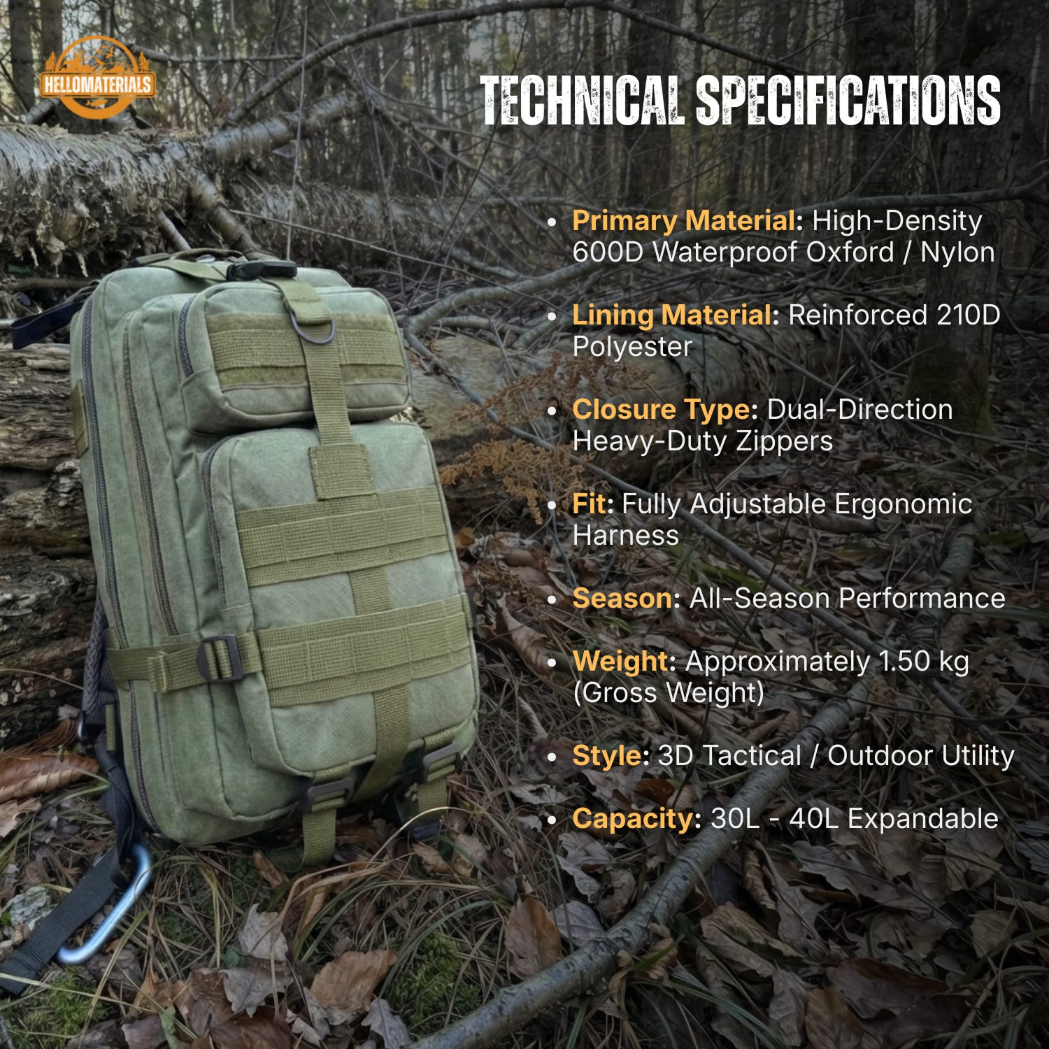 Ranger 40L MOLLE Backpack | Hunting & Hiking