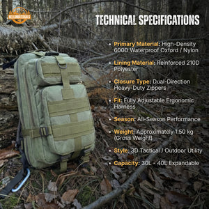 Hellomaterials Ranger 40L Molle Tactical Backpack