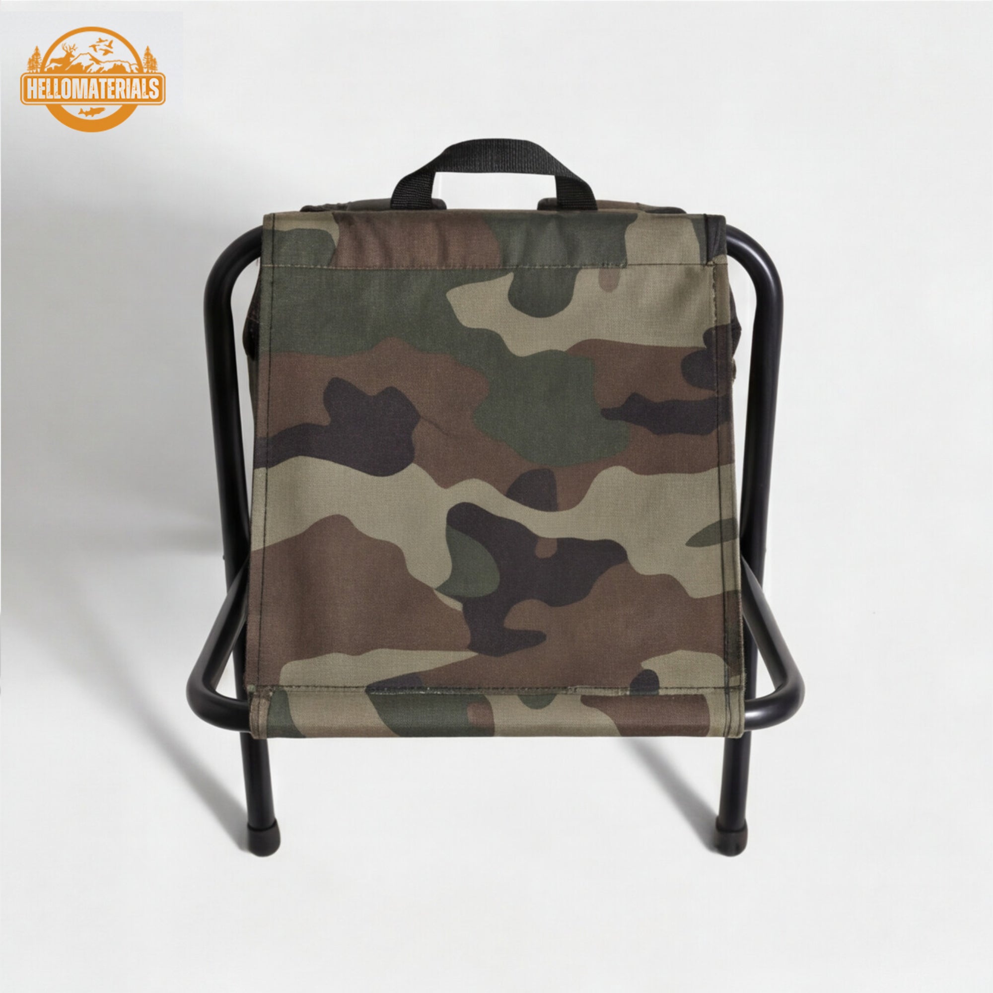 Hellomaterials Camo Backpack Chair | Folding Camp Stool Pack