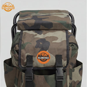 Hellomaterials Camo Backpack Chair | Folding Camp Stool Pack