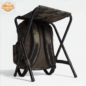 Hellomaterials Camo Backpack Chair | Folding Camp Stool Pack