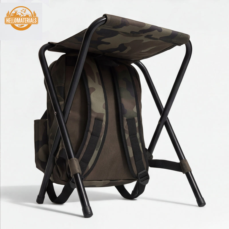 Hellomaterials Camo Backpack Chair | Folding Camp Stool Pack