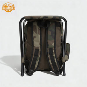Hellomaterials Camo Backpack Chair | Folding Camp Stool Pack
