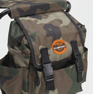 Hellomaterials Camo Backpack Chair | Folding Camp Stool Pack