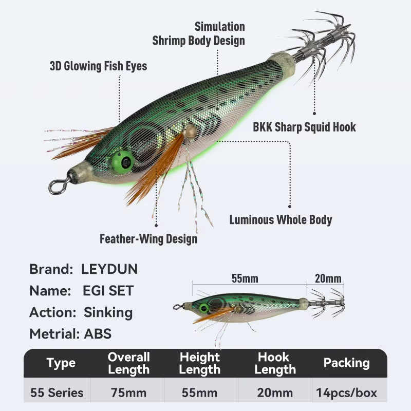 Hellomaterials 14pcs/Set Lures Cuttlefish Shrimp Baits