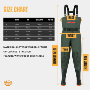 Hellomaterials Professional Waterproof Chest Waders with Boots