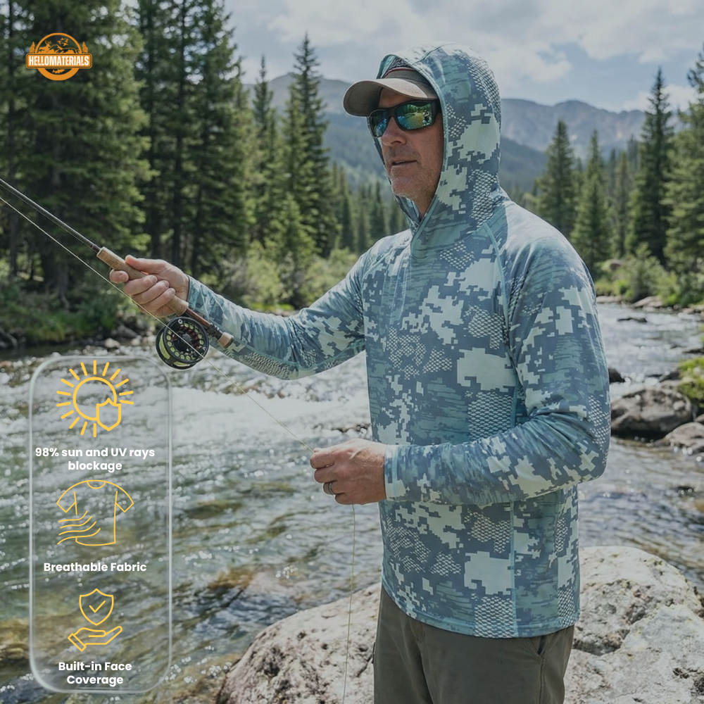 Hellomaterials UV 50+ Performance Fishing Hoodie | Mask Included